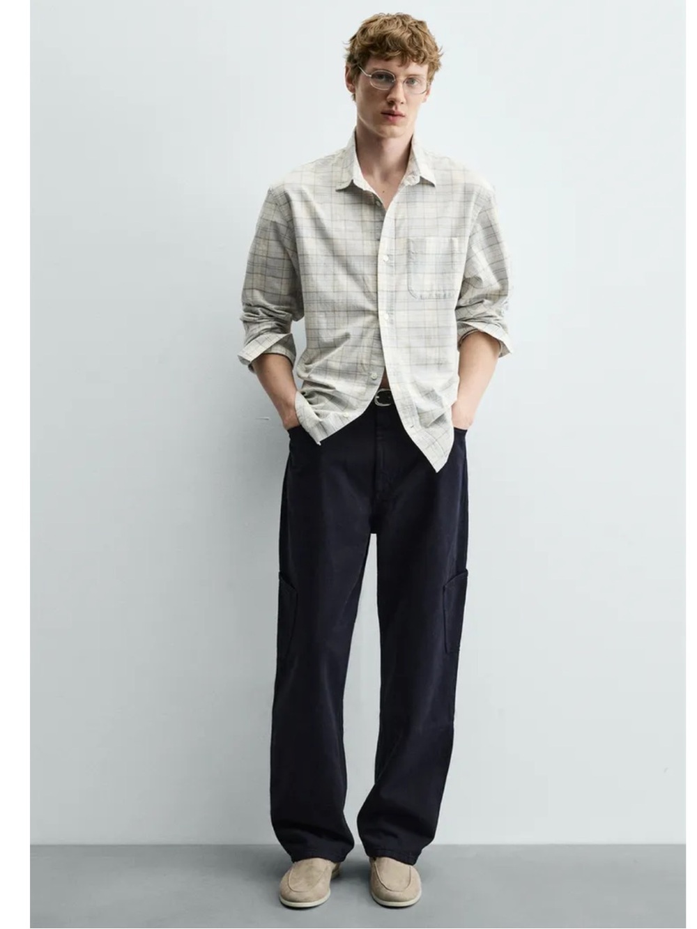Zara Men's Suede Slip-On Shoes in Beige